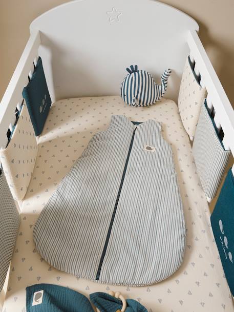 Baby Bettumrandung/Laufgitter-Polster NAVY SEA Oeko-Tex set blau 1