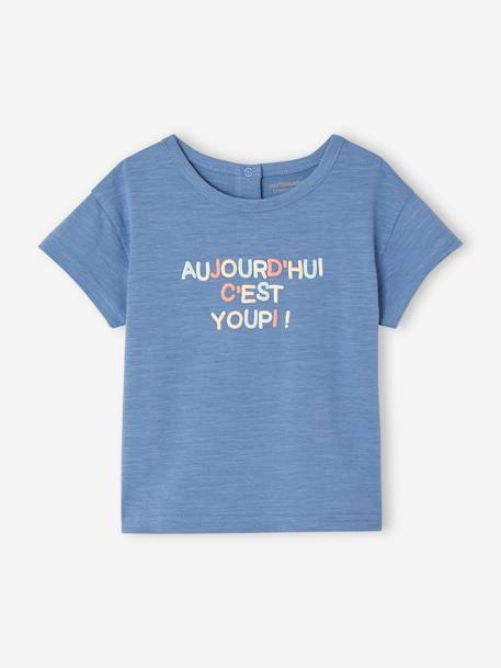 Jungen Baby T-Shirt mit Message-Print blau+wollweiß 1