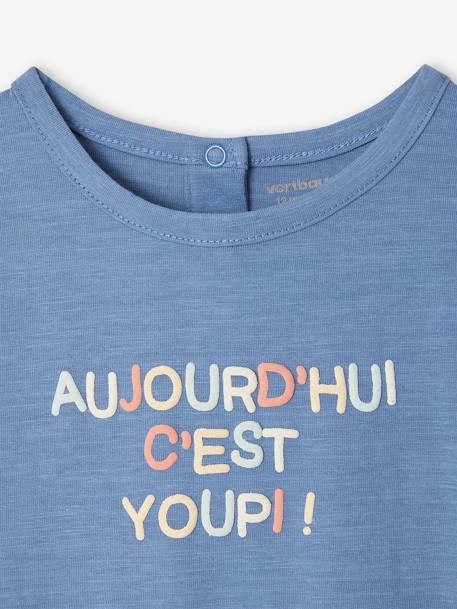 Jungen Baby T-Shirt mit Message-Print blau+wollweiß 2