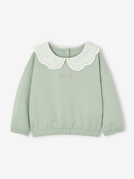 Baby Sweatshirt mit Recycling-Polyester karamell+salbeigrün+vanille 10