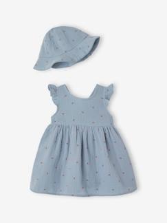 Baby-Set aus Musselin: Kleid & Sonnenhut  [numero-image]