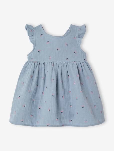 Baby-Set aus Musselin: Kleid & Sonnenhut blau chambray 2