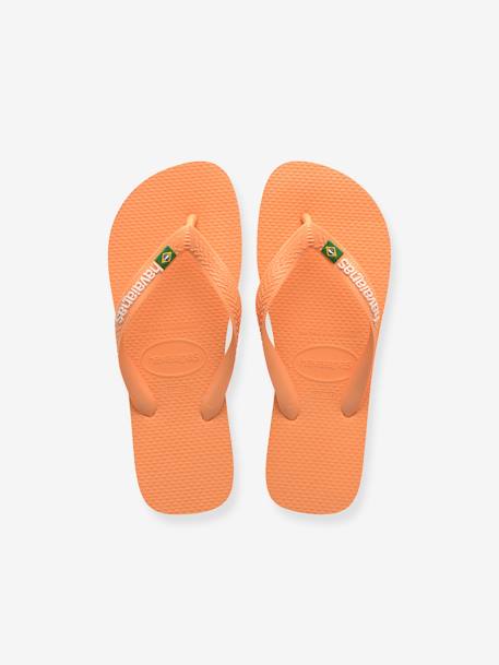 Kinder Zehenpantoletten Brasil Logo HAVAIANAS gelb+pfirsich 10