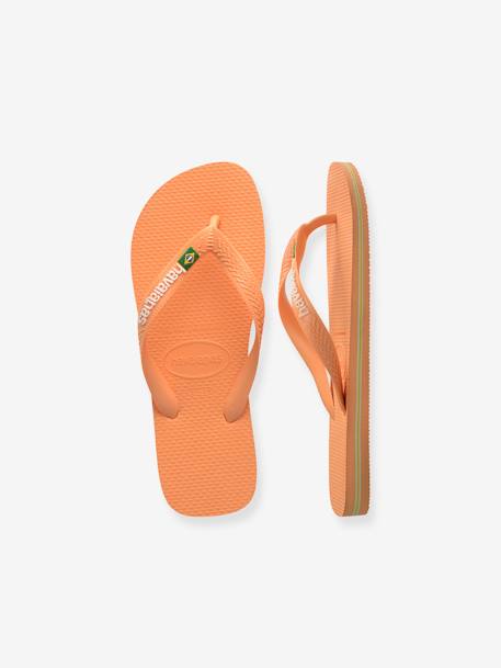 Kinder Zehenpantoletten Brasil Logo HAVAIANAS gelb+pfirsich 12