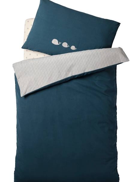 Baby Bettbezug ohne Kissenbezug NAVY SEA Oeko-Tex blau gestreift 1