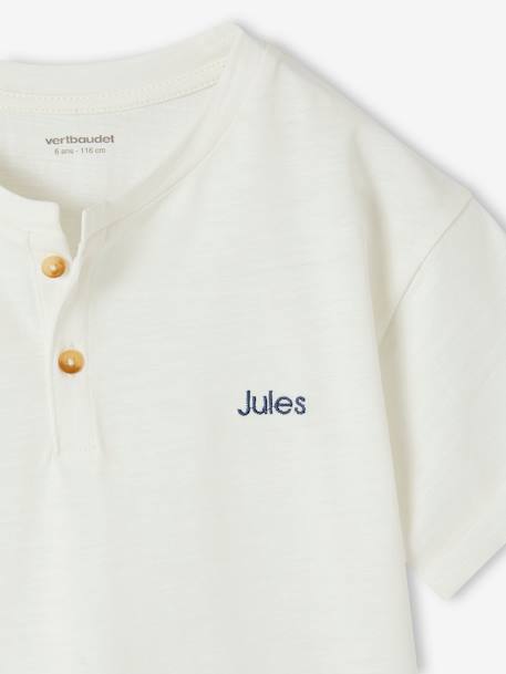 Jungen Henley-Shirt mit Recycling-Baumwolle BASIC, personalisierbar azurblau+wollweiß 10