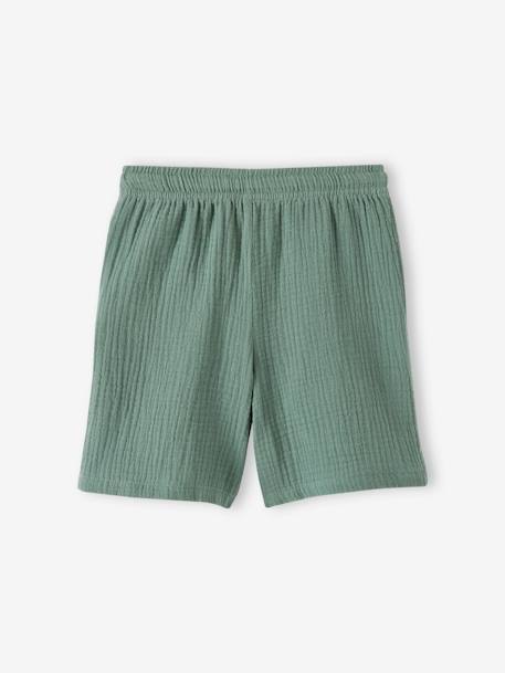 Jungen Shorts aus Musselin elektrisch blau+grün 10