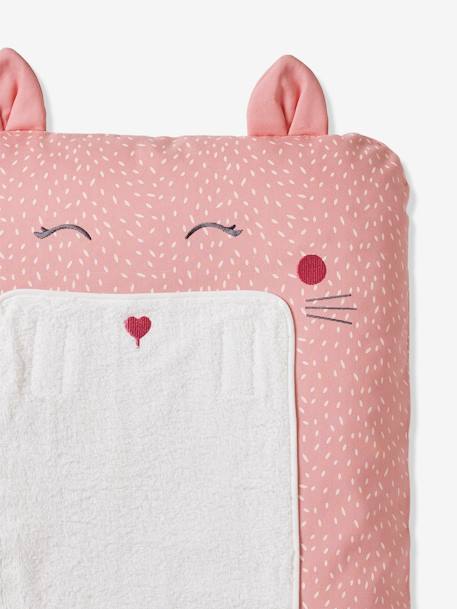 Bezug für Baby Wickelauflage KATZE, personalisierbar Oeko-Tex - rosa bedruckt - 5