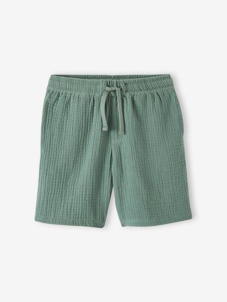 Jungen Shorts aus Musselin elektrisch blau+grün 7