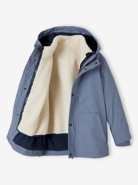 Jungen 3-in-1-Regenjacke mit Fleeceweste - graublau - 5