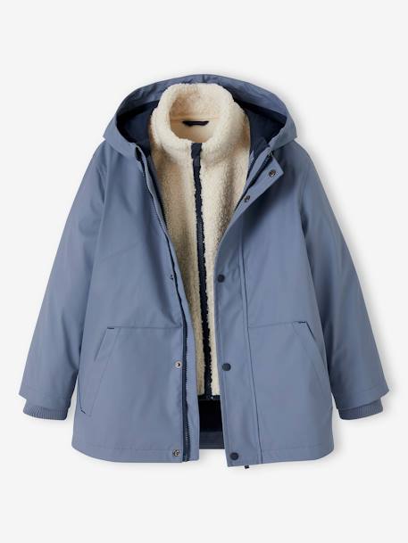 Jungen 3-in-1-Regenjacke mit Fleeceweste - graublau - 3