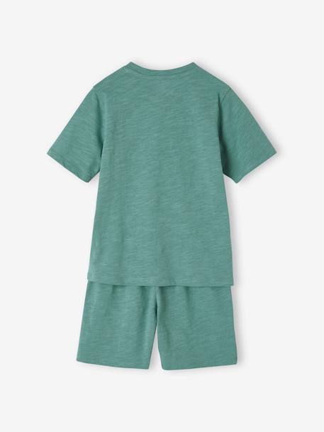 Kurzer Jungen Schlafanzug aus Slub-Jersey Oeko-Tex - smaragdgrün - 5