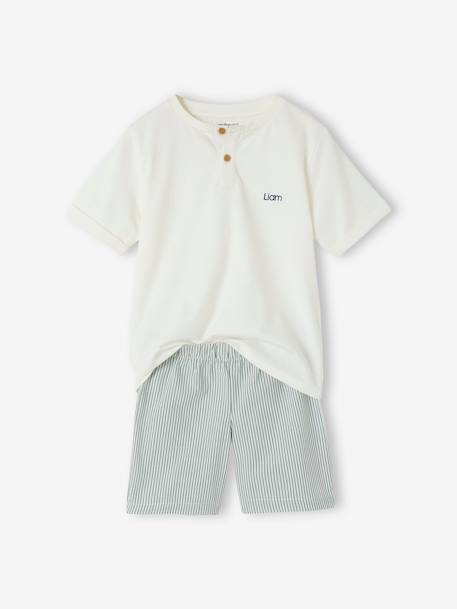 Jungen Sommer-Schlafanzug, personalisierbar Oeko-Tex wollweiß 5