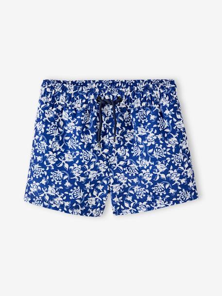 Capsule Bademode Team Familie: Jungen Badeshorts Oeko-Tex - blau/weiß geblümt - 4