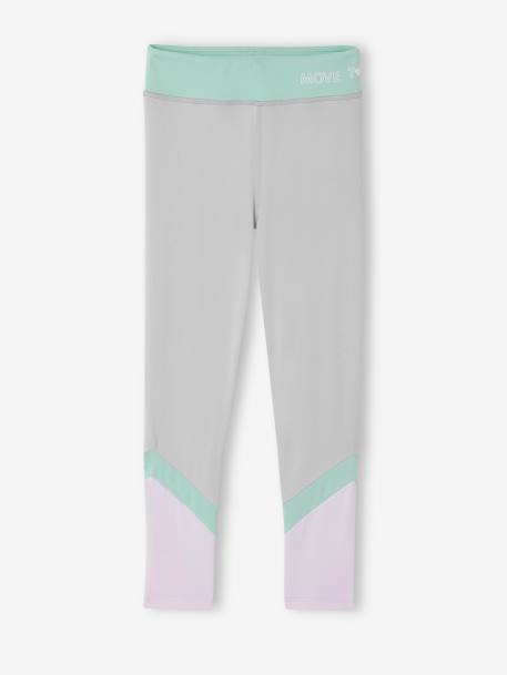 Mädchen Sportleggings - hellgrau/türkis+rosa - 1