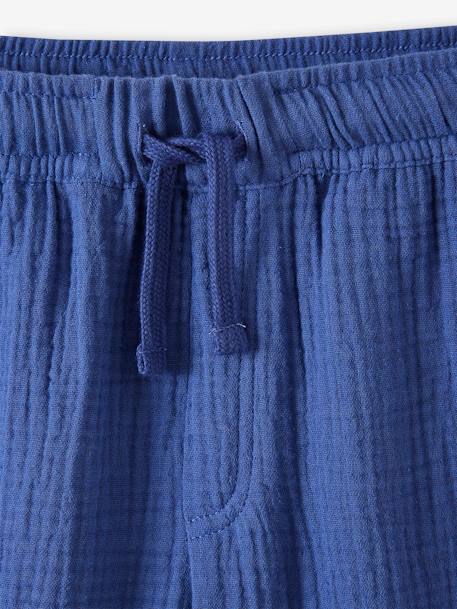 Jungen Shorts aus Musselin elektrisch blau+grün 2