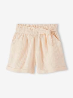 Maedchenkleidung-Shorts & Bermudas-Mädchen Paperbag-Shorts, Musselin, Bundweite verstellbar