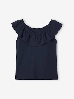 Maedchenkleidung-Shirts & Rollkragenpullover-Shirts-Mädchen Volant-Top aus Pointelle-Jersey Oeko-Tex