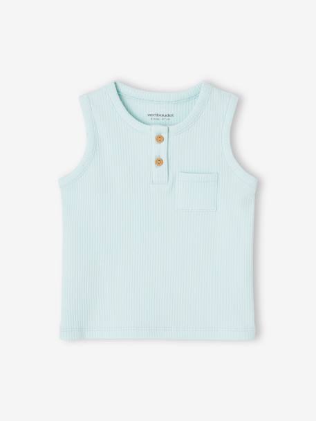 Geripptes Baby Top Oeko-Tex himmelblau+wollweiß 1