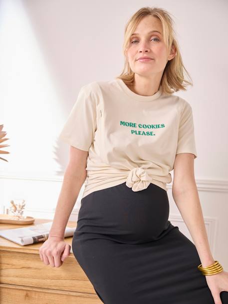 T-Shirt für Schwangerschaft & Stillzeit Bio-Baumwolle - creme/more cookies please - 4
