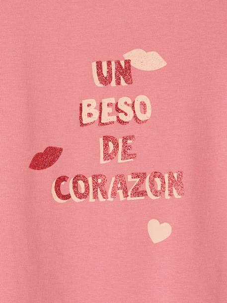Mädchen T-Shirt, Message-Print BASIC Oeko-Tex - bonbon rosa+erdbeer+koralle+marine+rot+tannengrün+vanille - 6