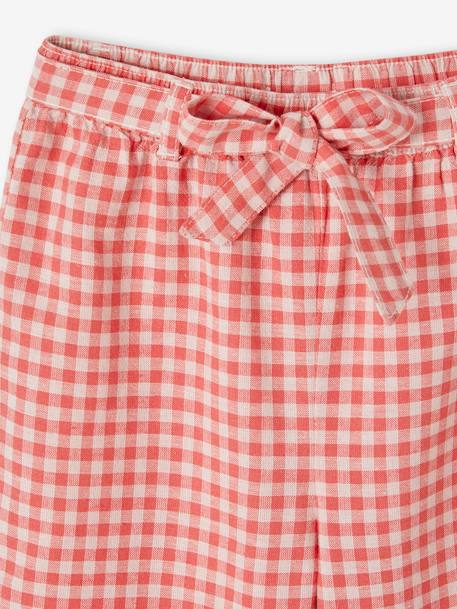 Mädchen Culotte rot kariert+wollweiß/rosa blumen 3