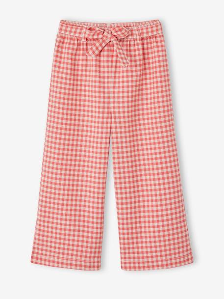 Mädchen Culotte rot kariert+wollweiß/rosa blumen 1