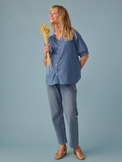 Umstandsmode-Kurzärmelige Umstandsbluse aus Light-Denim ENVIE DE FRAISE