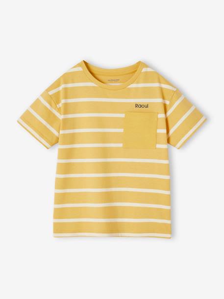 Jungen T-Shirt mit Streifen - aqua+ocker - 9