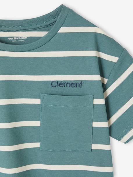 Jungen T-Shirt mit Streifen aqua+ocker 4