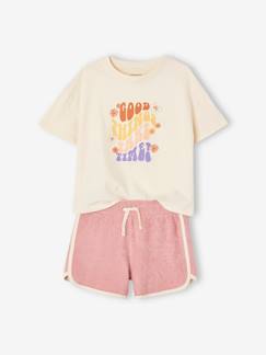 Maedchenkleidung-Shorts & Bermudas-Mädchen-Set: T-Shirt & Frottee-Shorts Oeko-Tex