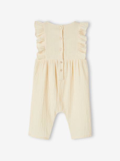 Baby Overall aus Musselin koralle+wollweiß 9