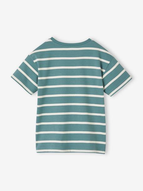 Jungen T-Shirt mit Streifen aqua+ocker 3