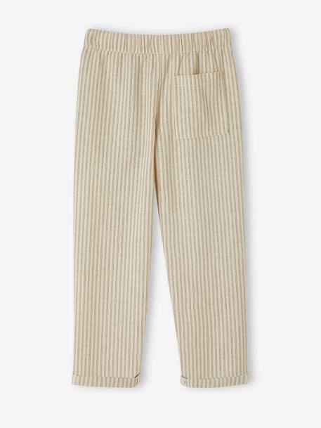 Weite Jungen Hose mit Streifen, Leinen-Mix - beige gestreift - 4