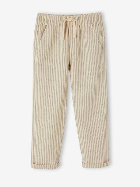 Weite Jungen Hose mit Streifen, Leinen-Mix beige gestreift 3