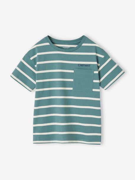 Jungen T-Shirt mit Streifen - aqua+ocker - 2