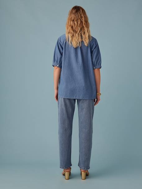 Kurzärmelige Umstandsbluse aus Light-Denim ENVIE DE FRAISE double stone 4