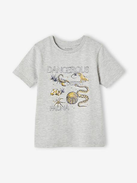 Jungen T-Shirt mit Recycling-Baumwolle Tiermotive - grau meliert+schieferblau - 2