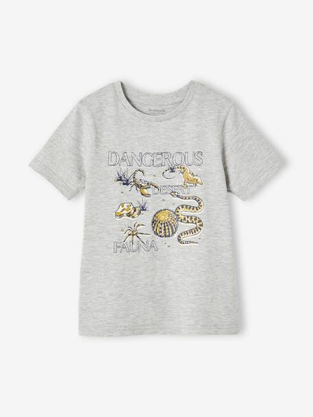 Jungen T-Shirt mit Recycling-Baumwolle Tiermotive grau meliert+schieferblau 2