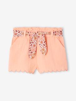 Babymode-Shorts-Baby Musselin-Shorts mit Blumengürtel