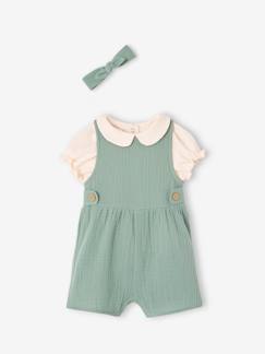 Mädchen Baby-Set: T-Shirt, Kurzoverall & Haarband, personalisierbar  [numero-image]