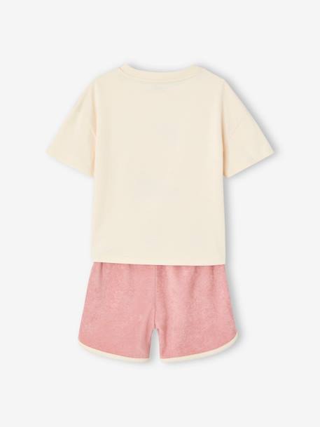 Mädchen-Set: T-Shirt & Frottee-Shorts Oeko-Tex - pulver lila - 4