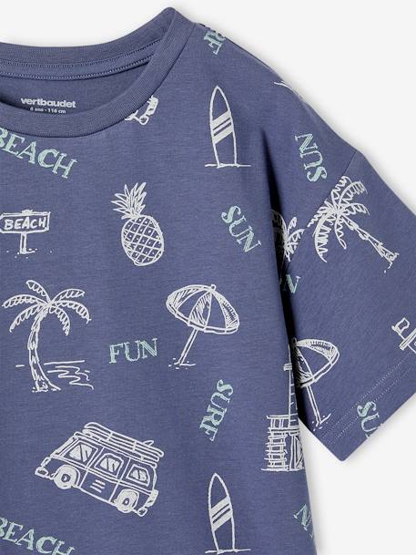 Jungen T-Shirt mit Recycling-Baumwolle Sommermotive - grün bedruckt+schieferblau+weiß bedruckt - 6