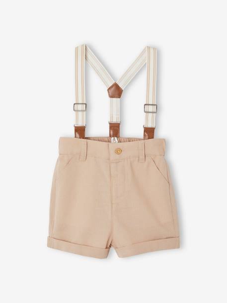 Festliches Baby-Set: Hemd, Shorts & Hosenträger taupe 3