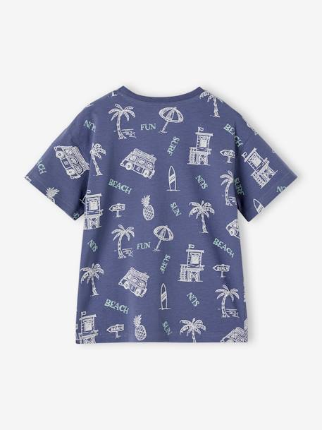 Jungen T-Shirt mit Recycling-Baumwolle Sommermotive - grün bedruckt+schieferblau+weiß bedruckt - 5