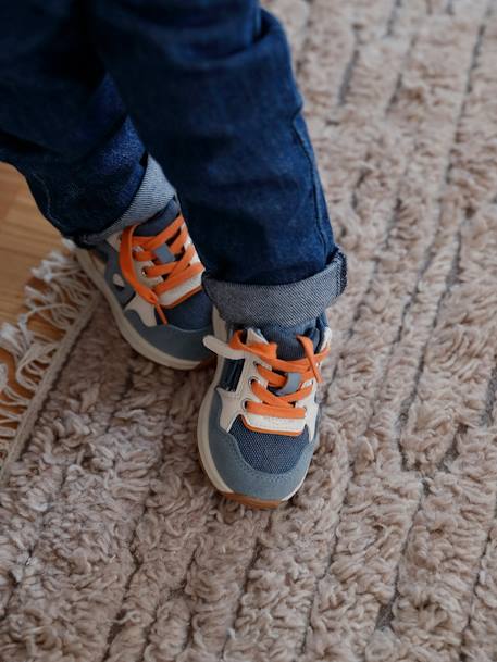 Baby Sneakers mit Reißverschluss - jeansblau+weiß/marine/braun - 7