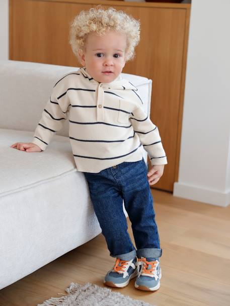 Baby Sneakers mit Reißverschluss - jeansblau+weiß/marine/braun - 6