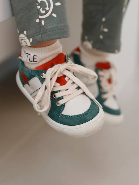 Baby Sneakers mit Reißverschluss creme/grün 6