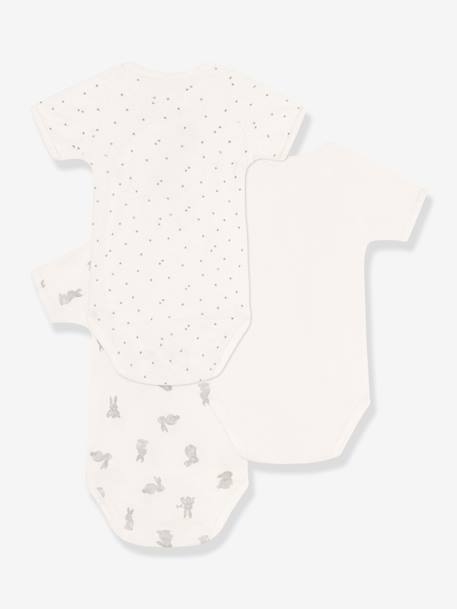 3er-Pack Baby Wickelbodys PETIT BATEAU, Bio-Baumwolle Oeko-Tex weiß 2