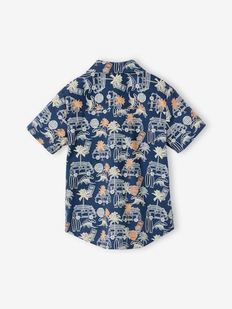 Jungen Hawaiihemd mit kurzen Ärmeln blau bedruckt 4